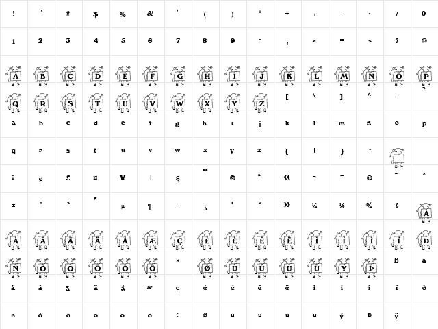 Lamb Becker Normal  glyph index