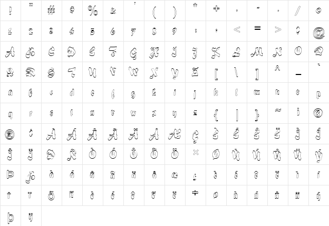 FZ UNIQUE 33 HOLLOW Normal  glyph index