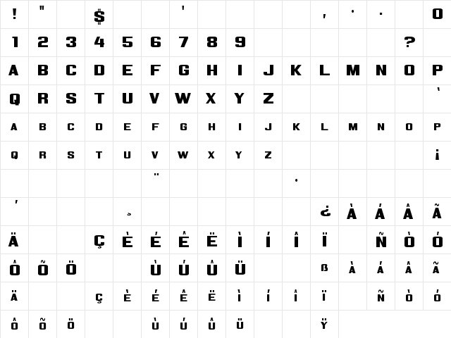 Corporate Regular  glyph index