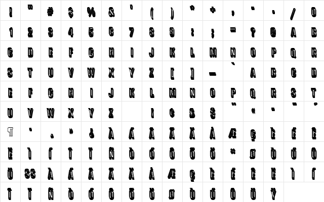 GothicOutTitDSh1 Regular  glyph index