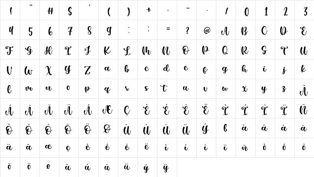 Casking Cream Script Regular  glyph index