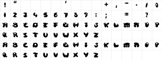 Dark Ball Regular  glyph index