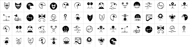 NewTechnoFaces Regular  glyph index