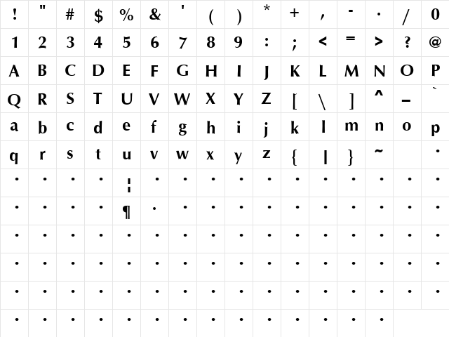 QTOptimum Bold  glyph index