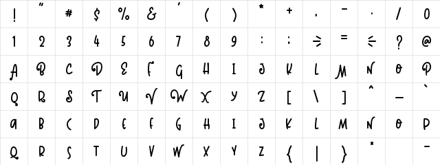 Kinglet Playful Regular  glyph index