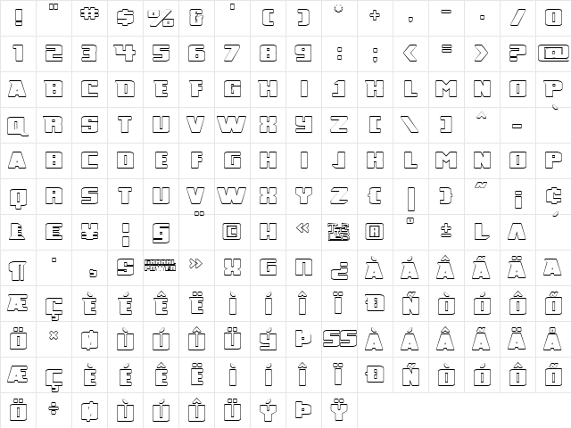 Broad Daylight Regular  glyph index