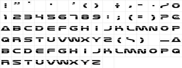 Laserian Regular  glyph index