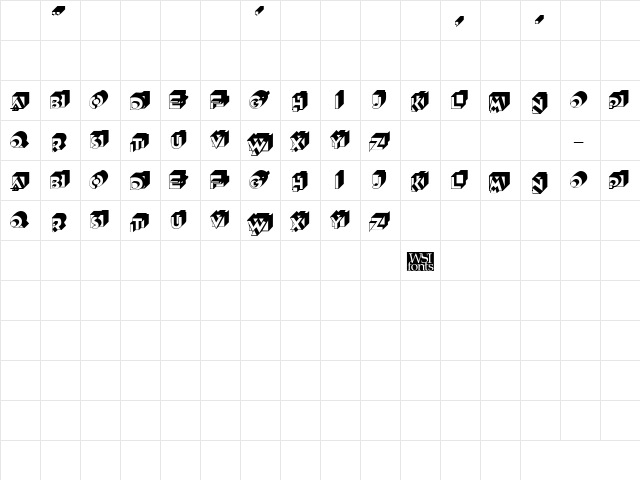 Rubiks Regular  glyph index