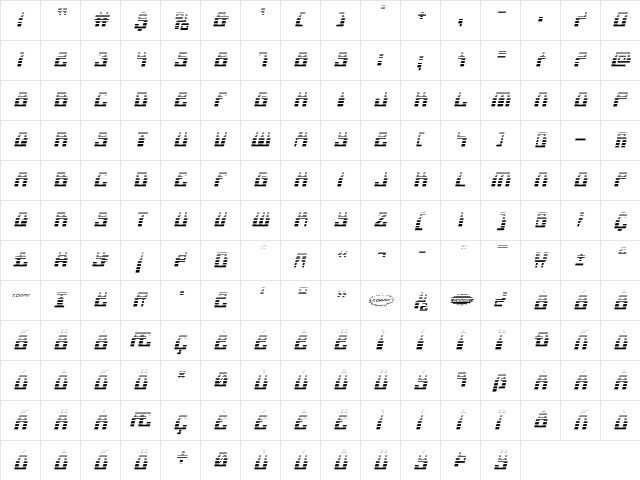 1968 Odyssey Gradient Italic Italic  glyph index