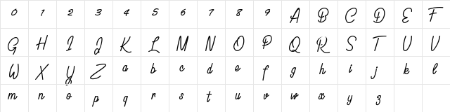 BeautyFlawless Regular  glyph index