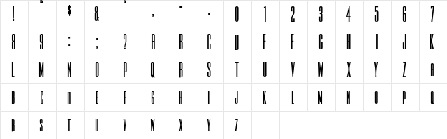 ChianneCondSCapsSSK Bold  glyph index