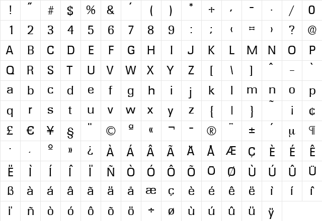 WalterBecker Regular  glyph index