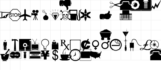 Knickerbocker Dingbats Regular  glyph index