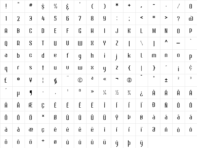 AtomicSansICG Medium  glyph index