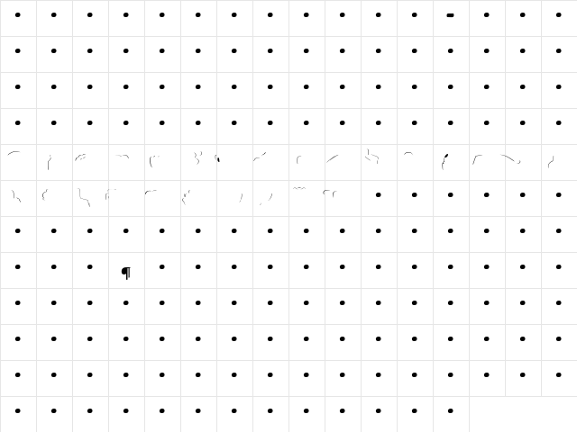 SaunaDingbats-Highlght Regular  glyph index