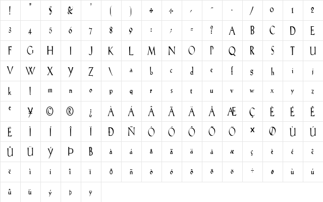 FZ ROMAN 19 COND Normal  glyph index