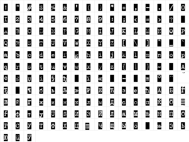 TrixieCyrG Medium  glyph index