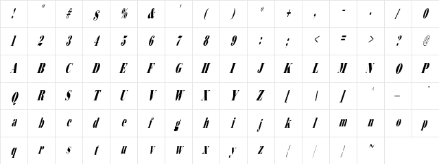 Bodidly-Conde 2 Regular  glyph index