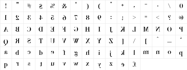 BackBod Normal  glyph index