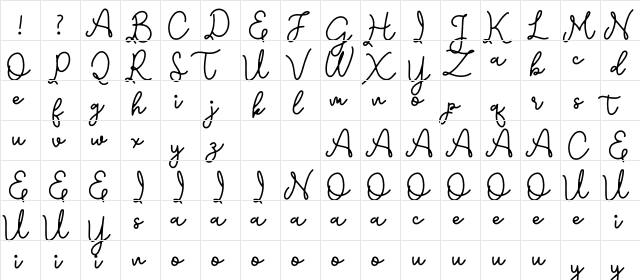 Emerttons Regular  glyph index