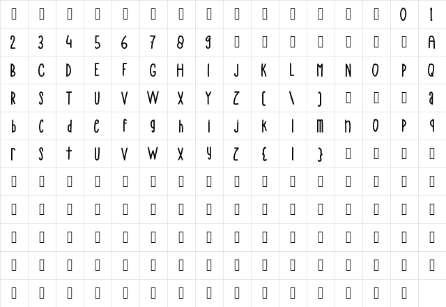 Alpukado Regular  glyph index