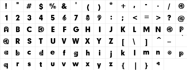 Style Fore Regular  glyph index