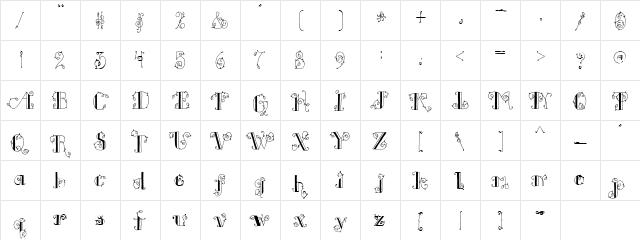 PC August Regular  glyph index