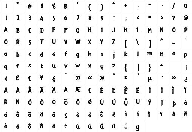 Tothepoint ExtraBold  glyph index