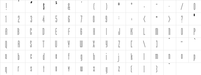 Santa Fe Condensed Regular  glyph index