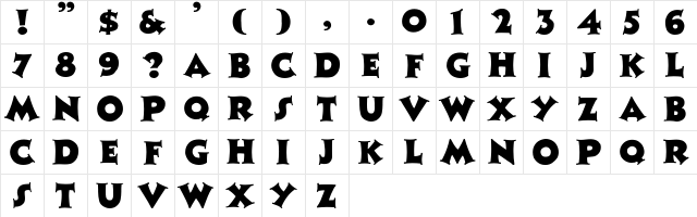 Zaleski Regular  glyph index
