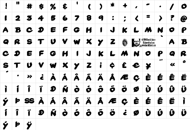 Yard Sale Regular  glyph index