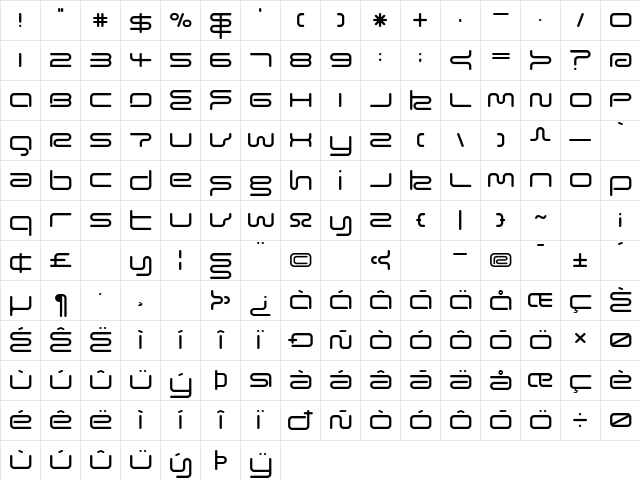 Euphoricregular Regular  glyph index