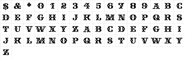 Wild West Wind Regular  glyph index