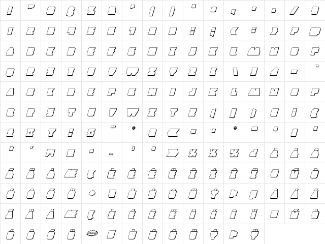 Contour of Duty 3D Italic Italic  glyph index