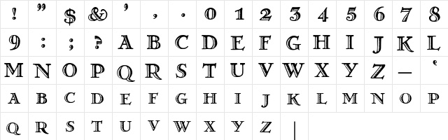 Tennyson Regular  glyph index