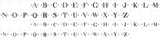 decadence Regular  glyph index