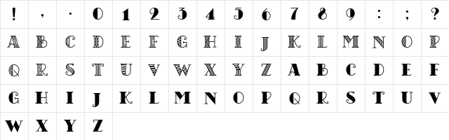CHICAGO moonshine demo Regular  glyph index