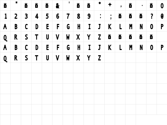 Kakadu Regular  glyph index