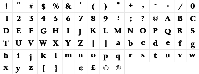 Prorenata Display SSi Regular  glyph index