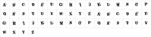 KR Kaboomerang Regular  glyph index