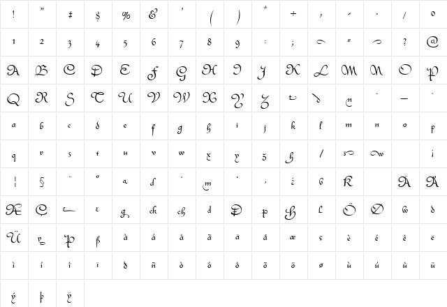 Civitype FG Regular  glyph index