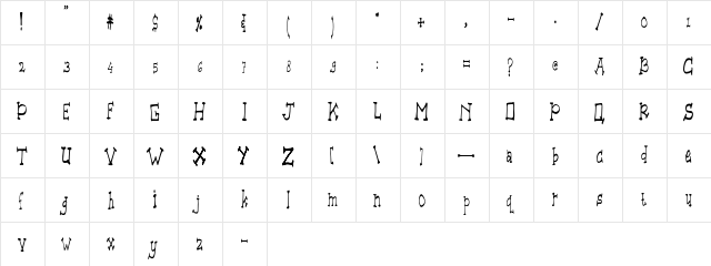Advance Regular  glyph index