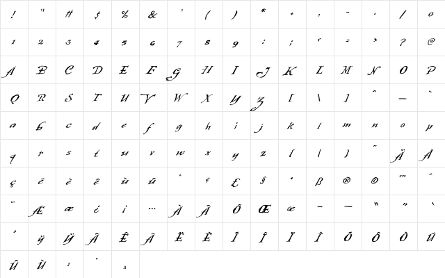 FourScore Regular  glyph index
