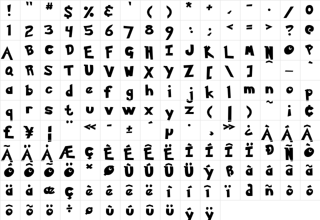 Pokemon Solid Normal  glyph index