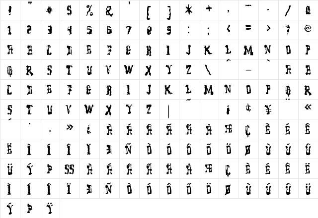 Model Worker Regular  glyph index