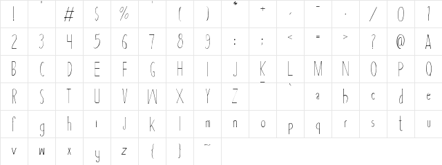 Asbah Regular  glyph index