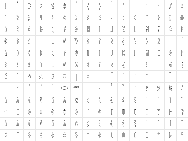 Oh Mighty Isis Outline Regular  glyph index