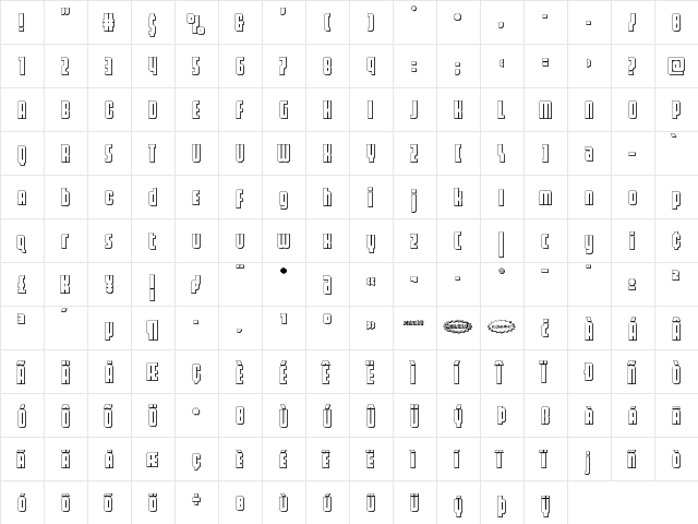 Homelander 3D Regular  glyph index