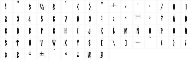 GothicType Regular  glyph index