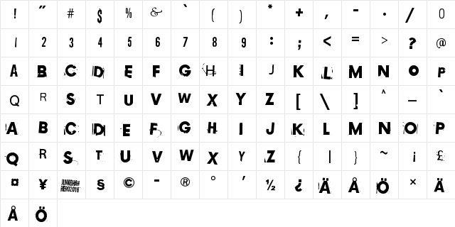Copy 003 Regular  glyph index